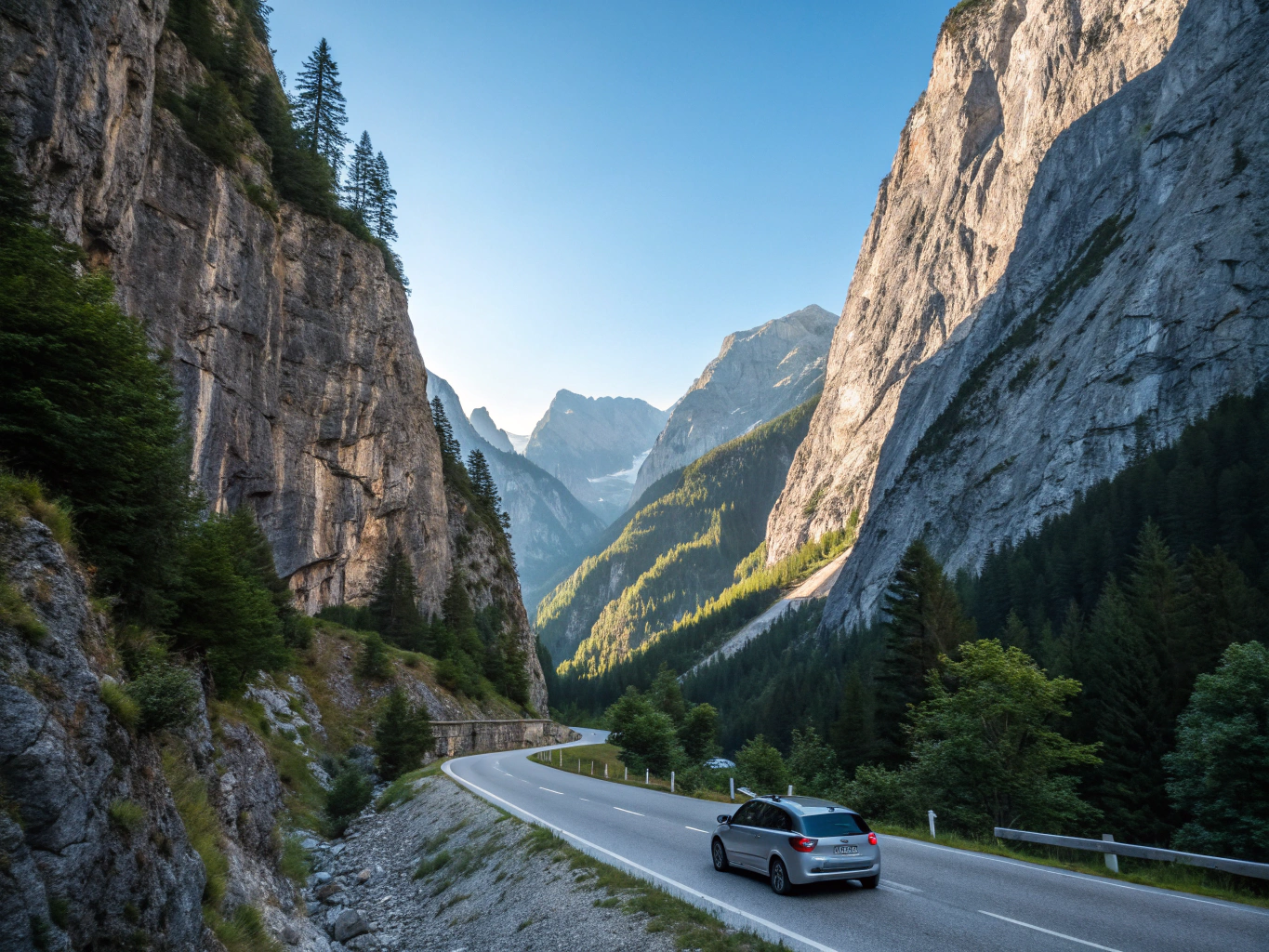 Tiroler Bergpass mit Panoramablick